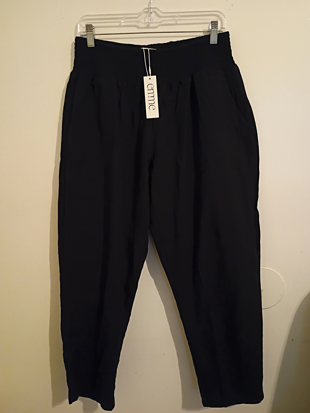 Emme Black Straight-Leg Elastic-Waist  Pregnancy Pants Linen Sz XL